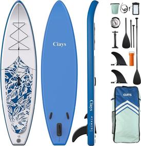 img 4 attached to Ciays Inflatable Stand Up Paddle Board with SUP Accessories: Backpack, 2 Fins, 2 Bags, Leash, Floating Paddles, and Double Action Hand Pump - All-Around Paddleboard Ideal for Yoga, Touring, and Fishing