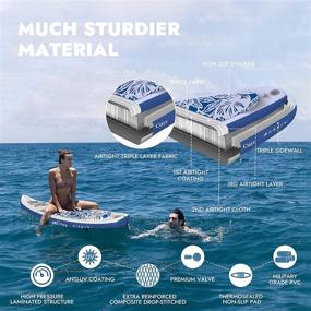 img 2 attached to Ciays Inflatable Stand Up Paddle Board with SUP Accessories: Backpack, 2 Fins, 2 Bags, Leash, Floating Paddles, and Double Action Hand Pump - All-Around Paddleboard Ideal for Yoga, Touring, and Fishing