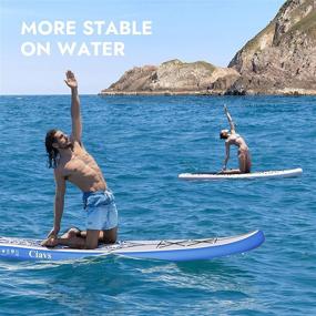 img 1 attached to Ciays Inflatable Stand Up Paddle Board with SUP Accessories: Backpack, 2 Fins, 2 Bags, Leash, Floating Paddles, and Double Action Hand Pump - All-Around Paddleboard Ideal for Yoga, Touring, and Fishing