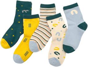 img 3 attached to High-Quality Boys Fashion Cotton Crew Socks 5 Pack for Soft and Comfortable Fit