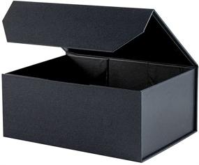 img 4 attached to 🎁 Подарочная коробка OBMMIRAO в черном цвете: 9,5х7х4 дюйма, прочная с крышкой для упаковки подарков, складная коробка с магнитным замком - идеально подходит для подарочной коробки для предложения подружки невесты или складной подарочной коробки!