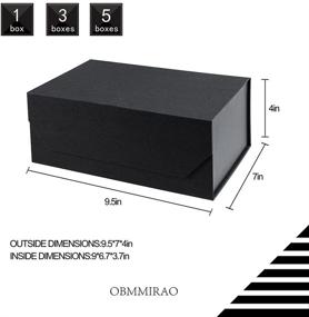 img 3 attached to 🎁 Подарочная коробка OBMMIRAO в черном цвете: 9,5х7х4 дюйма, прочная с крышкой для упаковки подарков, складная коробка с магнитным замком - идеально подходит для подарочной коробки для предложения подружки невесты или складной подарочной коробки!
