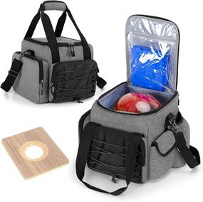 img 4 attached to 🎳 DSLEAF Bowling Ball Bag: Single Ball Tote with Wooden Holder & Extra Storage Pockets