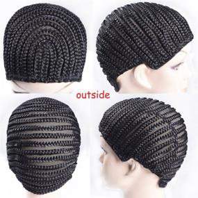 img 3 attached to 🔽 Refined Braided Wig Caps: The Ultimate Solution for Easy Sew-In and Glueless Wig Making - Crochet Cornrows Cap for Seamless Hair Net Liner