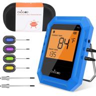 wireless bluetooth meat thermometer with 6 stainless steel probes 📱 and smart app control for grilling - supports ios & android (blue) logo