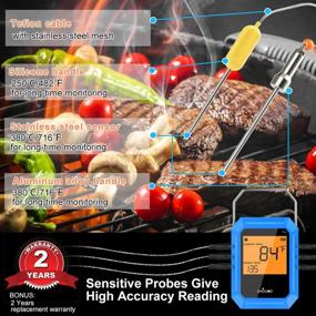 img 1 attached to Wireless Bluetooth Meat Thermometer with 6 Stainless Steel Probes 📱 and Smart APP Control for Grilling - Supports iOS & Android (Blue)
