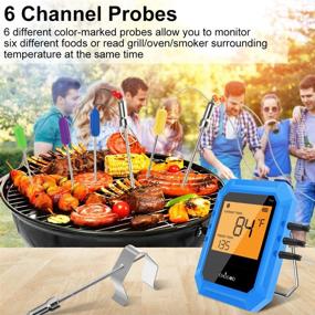 img 2 attached to Wireless Bluetooth Meat Thermometer with 6 Stainless Steel Probes 📱 and Smart APP Control for Grilling - Supports iOS & Android (Blue)
