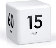 ⏱️ cube timers: kitchen timer with gravity sensor, flip countdown timer, 2.6 inch kids timer, square workout timer, exercise game timer, 15-20-30-60 minutes for effective time management (white) logo