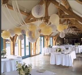 img 2 attached to Furuix Yellow Grey Cream Tissue Paper Pom Pom Honeycomb Balls & 🌞 Lanterns: Bridal Shower, Birthday, Wedding and Baby Shower Decorations with a Sunshine Theme