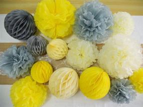 img 1 attached to Furuix Yellow Grey Cream Tissue Paper Pom Pom Honeycomb Balls & 🌞 Lanterns: Bridal Shower, Birthday, Wedding and Baby Shower Decorations with a Sunshine Theme