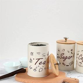 img 2 attached to 🍯 Rustic Creamy-Yellow Kitchen Canisters Set - Airtight Metal Canister Jars with Bamboo Lids - Farmhouse Country Decor Containers for Coffee, Tea, and Sugar Storage - 31.75FL OZ (902 ML) Capacity