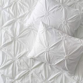img 1 attached to 🛏️ Dawn 3-Piece Comforter Set in White Ball Pleat: King Size, Reversible with Coordinating Shams - Soft, Cozy, and Durable