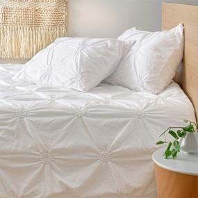 img 3 attached to 🛏️ Dawn 3-Piece Comforter Set in White Ball Pleat: King Size, Reversible with Coordinating Shams - Soft, Cozy, and Durable