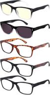 👓 stylish reading glasses: set of 5 pairs with spring hinge - fashionable frames, beautiful patterns - reading glasses for men and women (2.5) logo