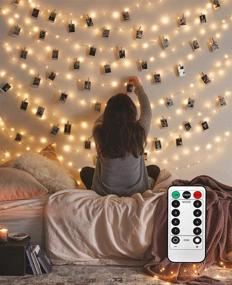 img 4 attached to 📸 LECLSTAR 50 LED Photo Clips String Lights with Remote Function, 17ft Fairy Lights for Pictures, 8 Modes Hanging Clips String for Photos, Cards