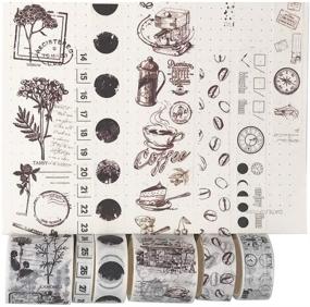 img 1 attached to 🎨 EnYan Vintage Washi Tapes Set: 10 Rolls of Japanese Masking Decorative Tapes for DIY Crafts, Arts, Bullet Journals, Planners, and Scrapbooking Adhesive