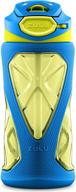 💧 zulu torque tritan plastic kids water bottle: durable 16 oz, blue with silicone sleeve logo