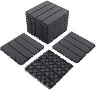 🏞️ domi outdoor living patio deck tiles: 12x12 inches composite interlocking decking tile, dark grey - 9 pieces one pack, plastic outdoor flooring logo