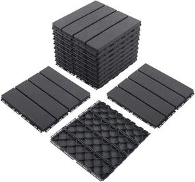 img 1 attached to 🏞️ Domi Outdoor Living Patio Deck Tiles: 12x12 Inches Composite Interlocking Decking Tile, Dark Grey - 9 Pieces One Pack, Plastic Outdoor Flooring