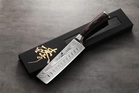 img 1 attached to 🔪 ZHEN Japanese VG-10 67 Layer Damascus Steel 7-inch Vegetable Usuba/Nakiri Hollow Ground Knife Cleaver