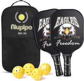 img 4 attached to Premium niupipo Pickleball Paddles Set with Balls & Bag - USA Approved, Graphite Carbon Face, Honeycomb Core, Cushioned Grip