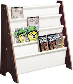 img 4 attached to 📚 Walnut Kids Bookshelf: Improved Sling Storage Rack Organizer, Bookcase Display Holder by Yescom