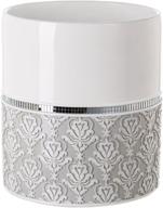 🗑️ grey & white decorative wastebasket by creative scents - space friendly bathroom trash can with mirror damask design logo