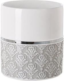 img 3 attached to 🗑️ Grey & White Decorative Wastebasket by Creative Scents - Space Friendly Bathroom Trash Can with Mirror Damask Design