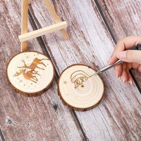 img 1 attached to 🌲 AGEOMET Natural Wood Slices: 24pcs 3.5-4 Inches Craft Unfinished Wood Kit for DIY Handmade Arts Crafts, Christmas Ornaments & Wedding Decorations