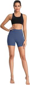 img 2 attached to 🩳 Oalka Women's Short Yoga Sports Shorts with Side Pockets - High Waist Workout & Running Essential - 4 Inch Length