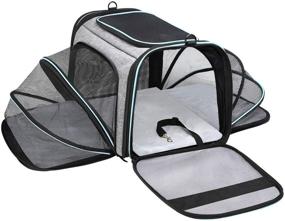 img 4 attached to 🐾 MASKEYON Airline Approved Portable Pet Carrier: Expandable Soft-Sided Large Cats Carrier with Removable Pads and 3 Pockets - Ideal for Traveling with Small Dogs and Puppies