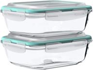 🍱 vallo large glass food storage containers with snap lock lids [2 pack] - versatile, safe for microwave, oven, dishwasher, freezer - bpa free - airtight & leakproof for leftovers логотип