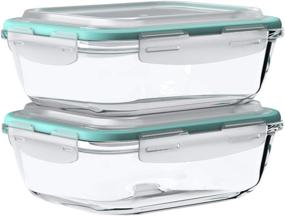 img 4 attached to 🍱 Vallo Large Glass Food Storage Containers with Snap Lock Lids [2 Pack] - Versatile, Safe for Microwave, Oven, Dishwasher, Freezer - BPA Free - Airtight & Leakproof for Leftovers