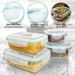 img 1 attached to 🍱 Vallo Large Glass Food Storage Containers with Snap Lock Lids [2 Pack] - Versatile, Safe for Microwave, Oven, Dishwasher, Freezer - BPA Free - Airtight & Leakproof for Leftovers