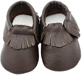 img 3 attached to 👞 Enhanced Traction Boys' Genuine Leather Moccasin Slippers - Non-Slip Shoes for Greater Safety