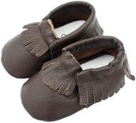 👞 enhanced traction boys' genuine leather moccasin slippers - non-slip shoes for greater safety logo