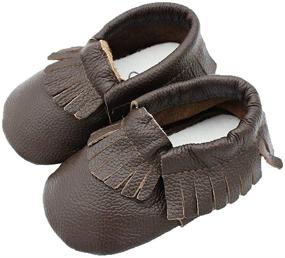 img 4 attached to 👞 Enhanced Traction Boys' Genuine Leather Moccasin Slippers - Non-Slip Shoes for Greater Safety