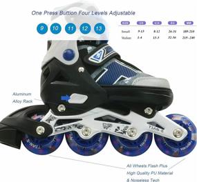 img 3 attached to 🛼 Perfect Fit and Fun: Mpoutik Boys Girls Adjustable Inline Skates Roller Skates - 2 in 1 Convertible Speed Roller Skates Shoes for Children, Kids, and Teens