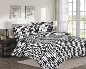 img 1 attached to 🏡 Sweet Home Collection Queen Size Isabella Comforter Set - Reversible Ruched/Chevron Print, White - 3 Piece