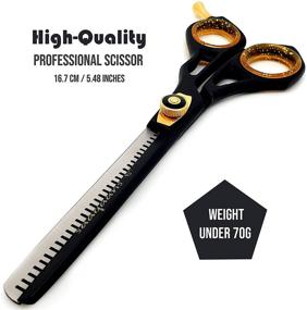 img 2 attached to 💈 Professional Barber Shears Kit - Hair Cutting Scissors Set for Hairdresser/Hair Salon + Thinning/Texture Hairdressing Shear for Beautician + Straight Razor + 10 Blades with Case by Saaqaans