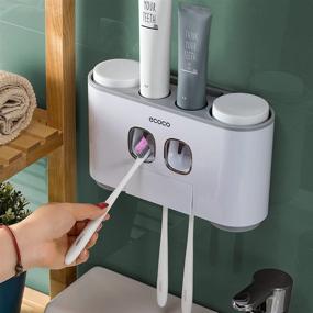 img 4 attached to 🪥 Wall Mounted Toothbrush Holder with Automatic Toothpaste Dispenser - Electric Toothpaste Squeezer for Bathroom Storage and Organization - 6 Slots Toothbrush Organizer Set for Kids