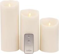 🕯️ raz imports remote control flameless ivory pillar candles with timer, set of 3 - 2d flickering led lighting accent and battery operated fake candles for living room and bedroom логотип