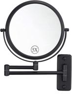 🪞 8 inch wall mounted double sided makeup mirror with 5x magnification for bathroom vanity - black decluttr logo
