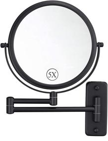 img 4 attached to 🪞 8 Inch Wall Mounted Double Sided Makeup Mirror with 5X Magnification for Bathroom Vanity - Black DECLUTTR