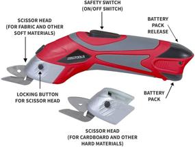 img 2 attached to 🔴 Great Working Tools Cordless Scissors - Electric Power with 2 Fabric Blades for Sewing & Crafting, 3.6v Li-Ion Battery - Red