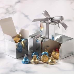 img 3 attached to 100-Pack Metallic Silver Candy Boxes 2x2x2 inch - Perfect for Wedding, Baby Shower, 🎁 Birthday Party Decorations - Silver Gift Boxes with Ribbons - Party Supplies (Metallic Silver, 100)