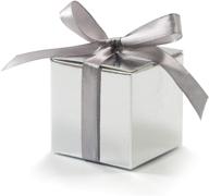 100-pack metallic silver candy boxes 2x2x2 inch - perfect for wedding, baby shower, 🎁 birthday party decorations - silver gift boxes with ribbons - party supplies (metallic silver, 100) logo