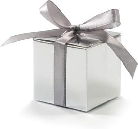 img 4 attached to 100-Pack Metallic Silver Candy Boxes 2x2x2 inch - Perfect for Wedding, Baby Shower, 🎁 Birthday Party Decorations - Silver Gift Boxes with Ribbons - Party Supplies (Metallic Silver, 100)