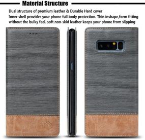 img 3 attached to 📱 Grey Blazers Series Wallet-Style Case for Samsung Galaxy Note 8 by WenBelle - Stand Feature, isal Fabric and Leather-Look Design - Flip Wallet Cover