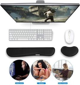 img 1 attached to 💆 GEMEK Keyboard and Mouse Wrist Rest Set: Ultimate Comfort for Gamers and Computer Users, Relief from Hand Pain and Carpal Tunnel Syndrome
